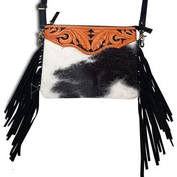 American Darling Small Crossbody Hand Tooled Hair On Genuine Leather Women Bag Western Handbag Purse